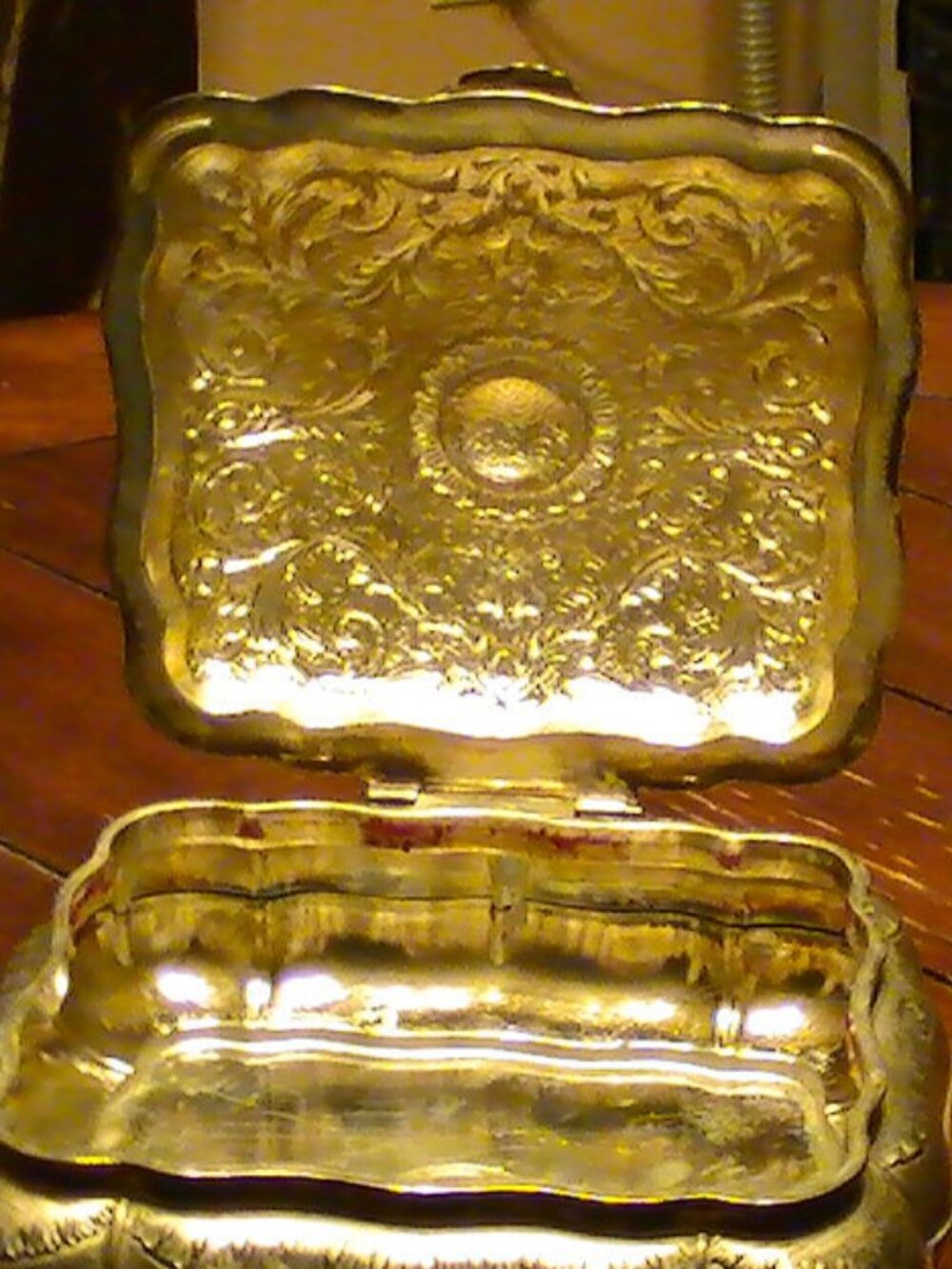 Vintage Silver Plated Hinged Jewelry Box  Ornate